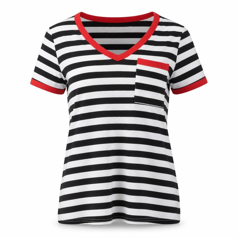 SheIn Womens Black Striped Jersey Basic T-Shirt Size S