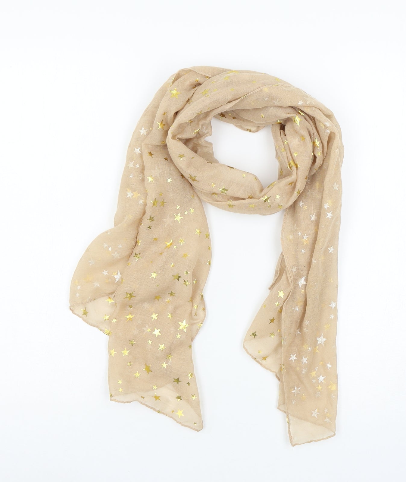 Preworn Womens Beige Geometric   Scarf   - stars