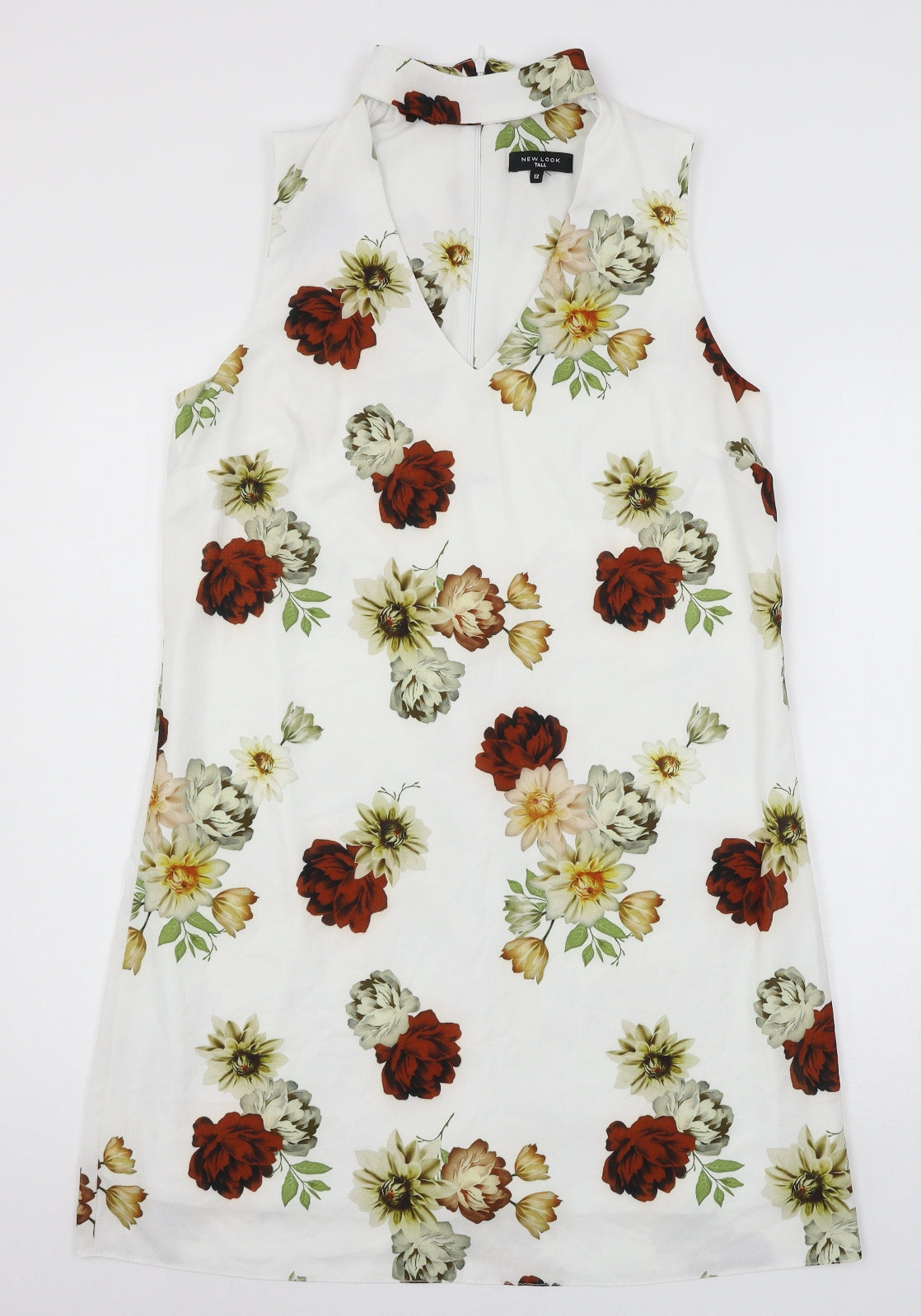New Look Womens White Floral  A-Line  Size 12