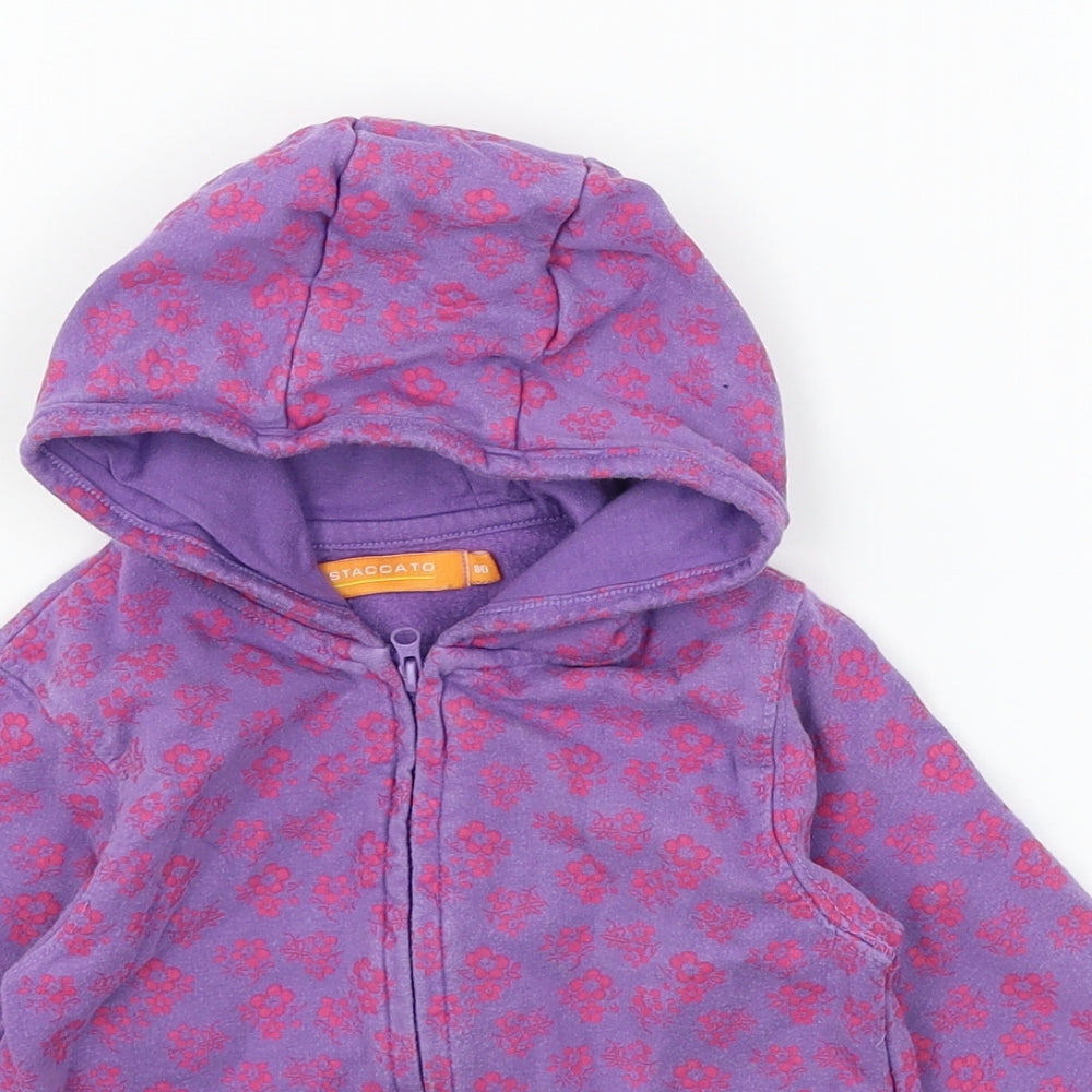 STACCATO Girls Purple Floral Jersey Jacket  Size 12 Months