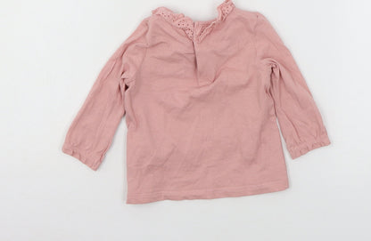 Back view of F&F girls’ pink jersey basic t-shirt, size 0-3, months