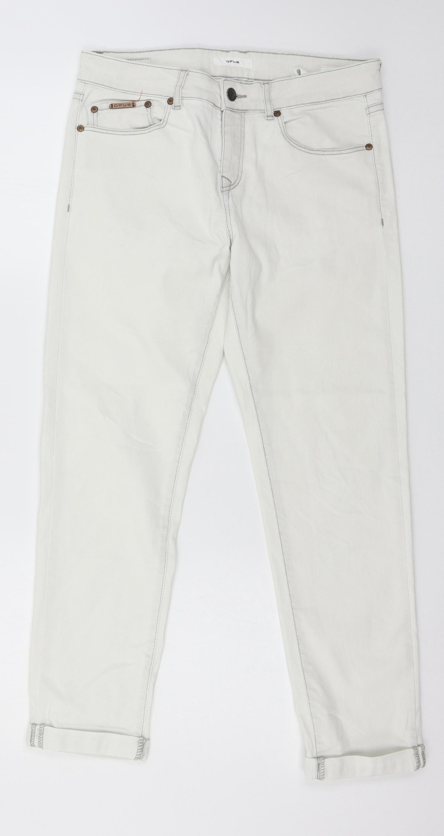 OPUS Womens White  Denim Straight Jeans Size 8 L26 in
