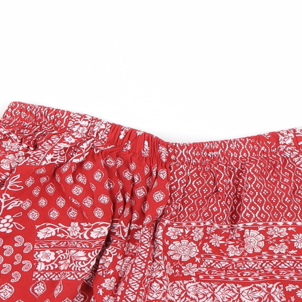 Select Womens Red Paisley  Cropped T-Shirt Size 8