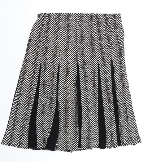 Roz&Ali Womens Black Striped  Skater Skirt Size L