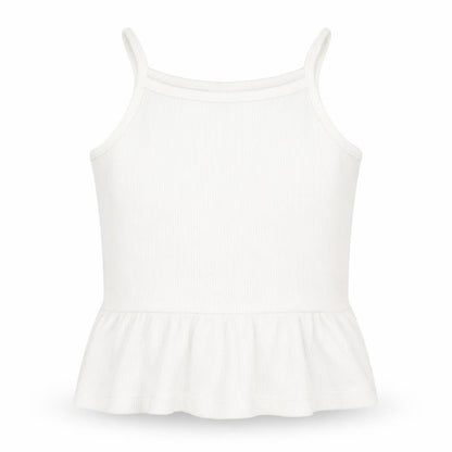 Front view of F&F girls’ white basic tank, size 6-7, years