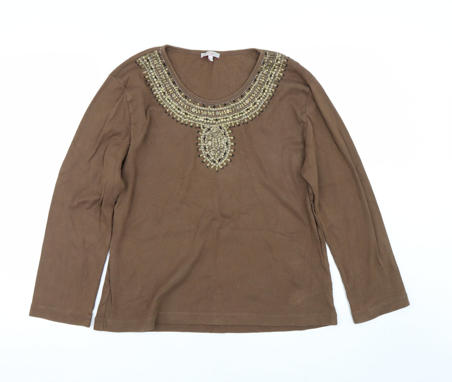 IMAGES Womens Brown   Basic T-Shirt Size XL
