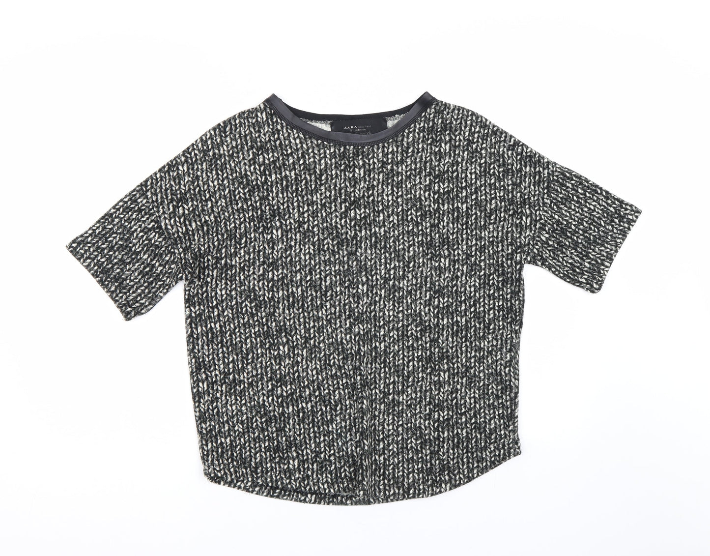 Zara Womens Black Herringbone  Basic T-Shirt Size S