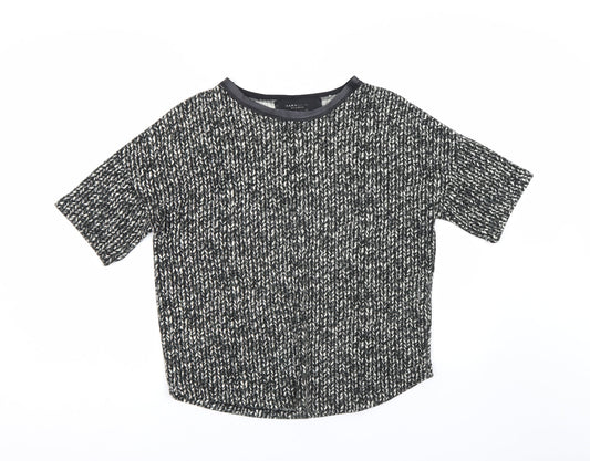 Zara Womens Black Herringbone  Basic T-Shirt Size S