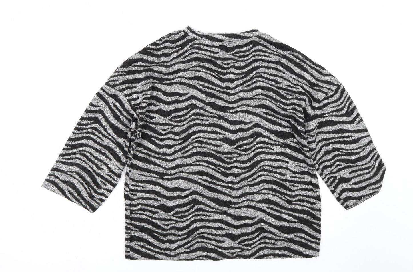 Zara Womens Grey Animal Print  Basic T-Shirt Size S