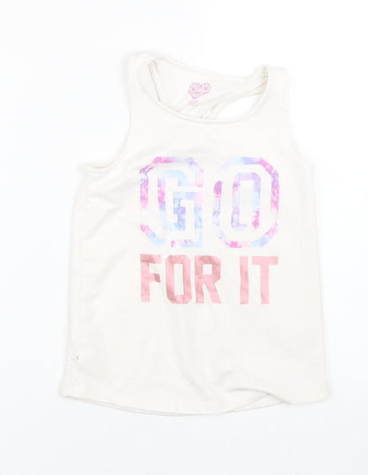Additional front view of F&F girls’ white basic tank, size 8-9, years