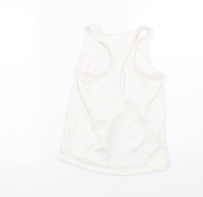 Back view of F&F girls’ white basic tank, size 8-9, years