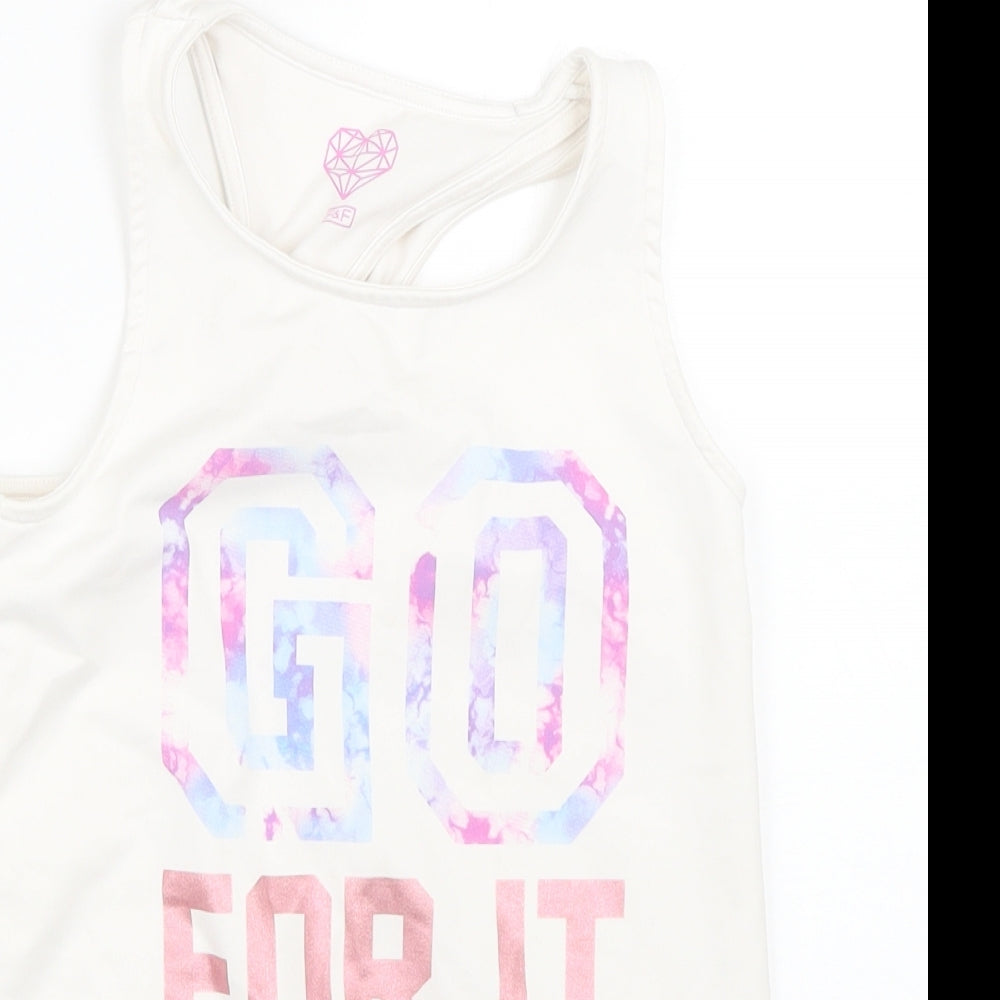 F&F Girls White   Basic Tank Size 8-9 Years