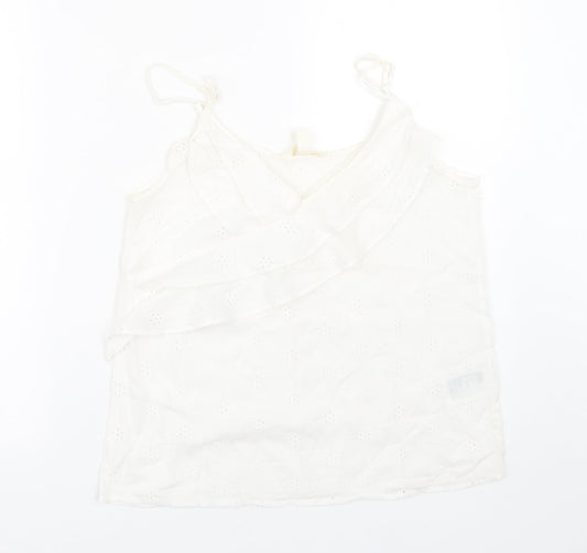 H&M Womens White Floral  Basic Tank Size 8