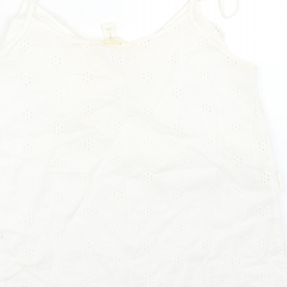 H&M Womens White Floral  Basic Tank Size 8