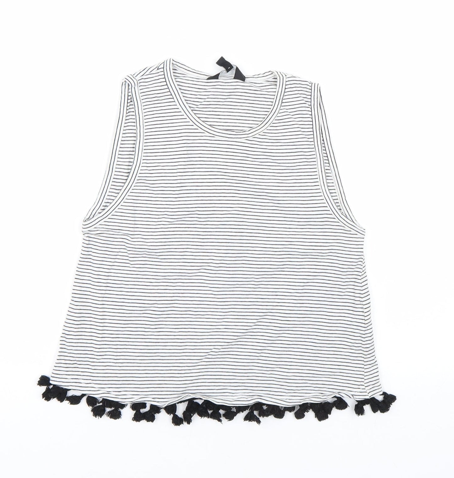 New Look Womens White Striped  Basic Tank Size 6