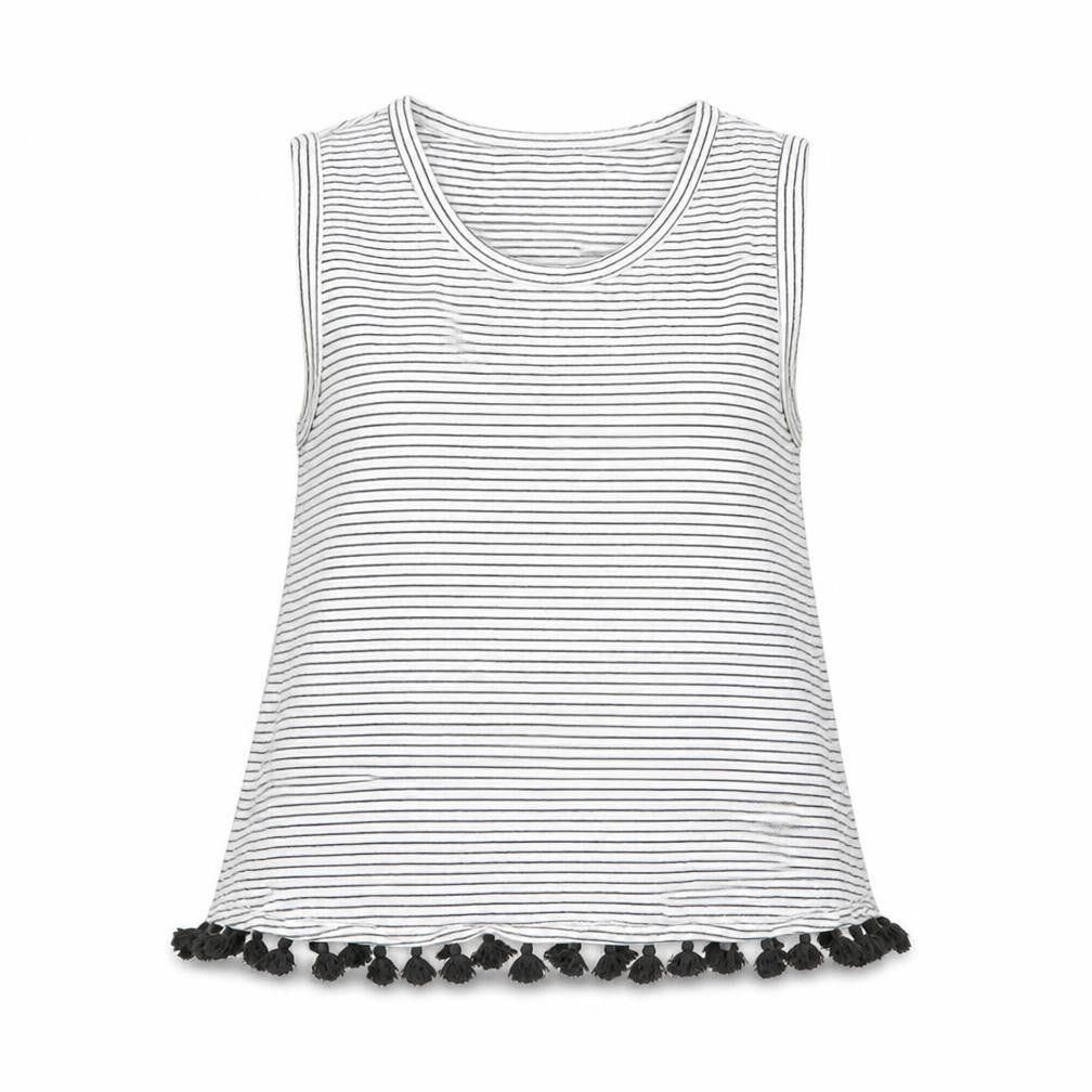 New Look Womens White Striped  Basic Tank Size 6