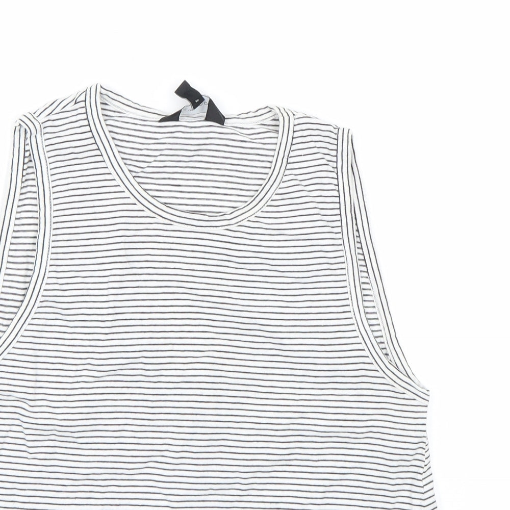New Look Womens White Striped  Basic Tank Size 6