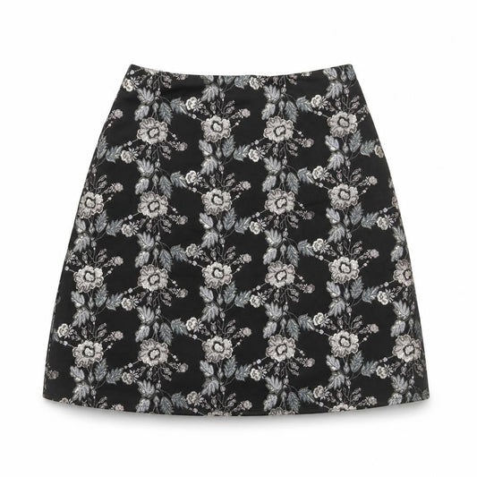 Lipsy Womens Black Floral  A-Line Skirt Size 10