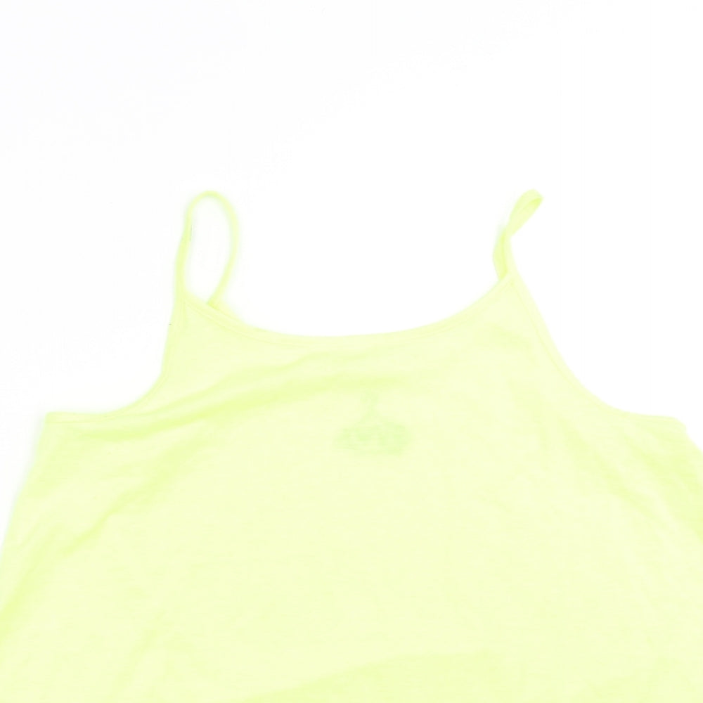 Close-up detail of F&F girls’ green camisole t-shirt, size 12-13, years