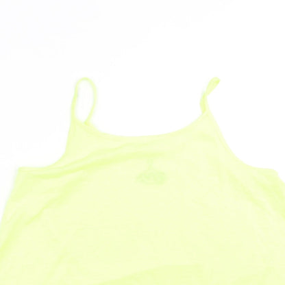 Close-up detail of F&F girls’ green camisole t-shirt, size 12-13, years