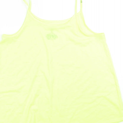 Brand and care label for F&F girls’ green camisole t-shirt, size 12-13, years