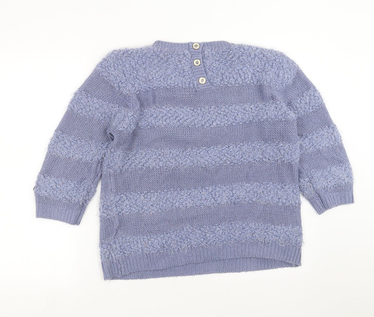 Originals  Womens Blue Striped Knit Pullover Jumper Size L  - fluffy