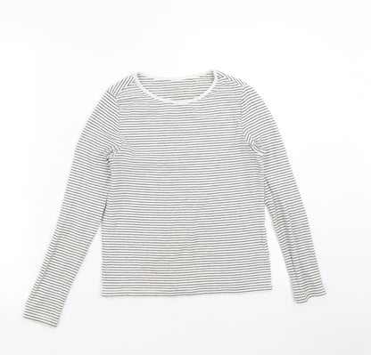 Additional front view of H&M girls’ white striped basic t-shirt, size 10-11, years