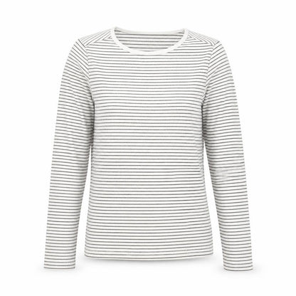 Front view of H&M girls’ white striped basic t-shirt, size 10-11, years