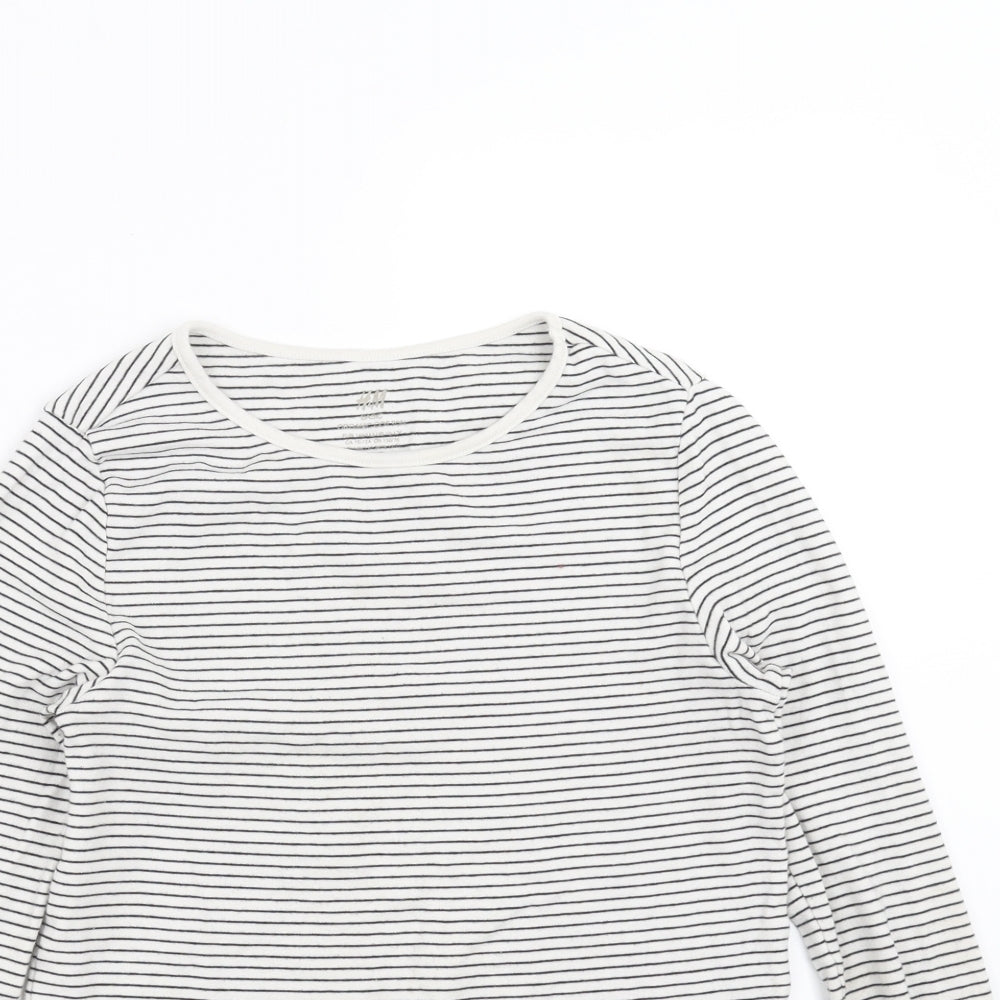 H&M Girls White Striped  Basic T-Shirt Size 10-11 Years