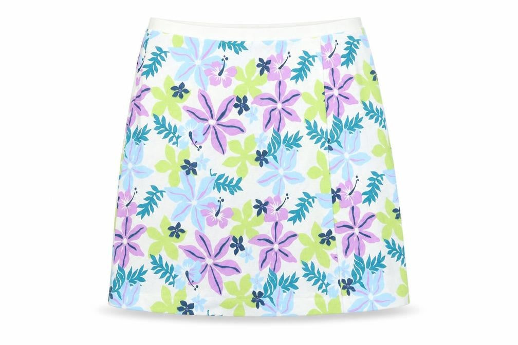 La vie Womens White Floral  A-Line Skirt Size 14