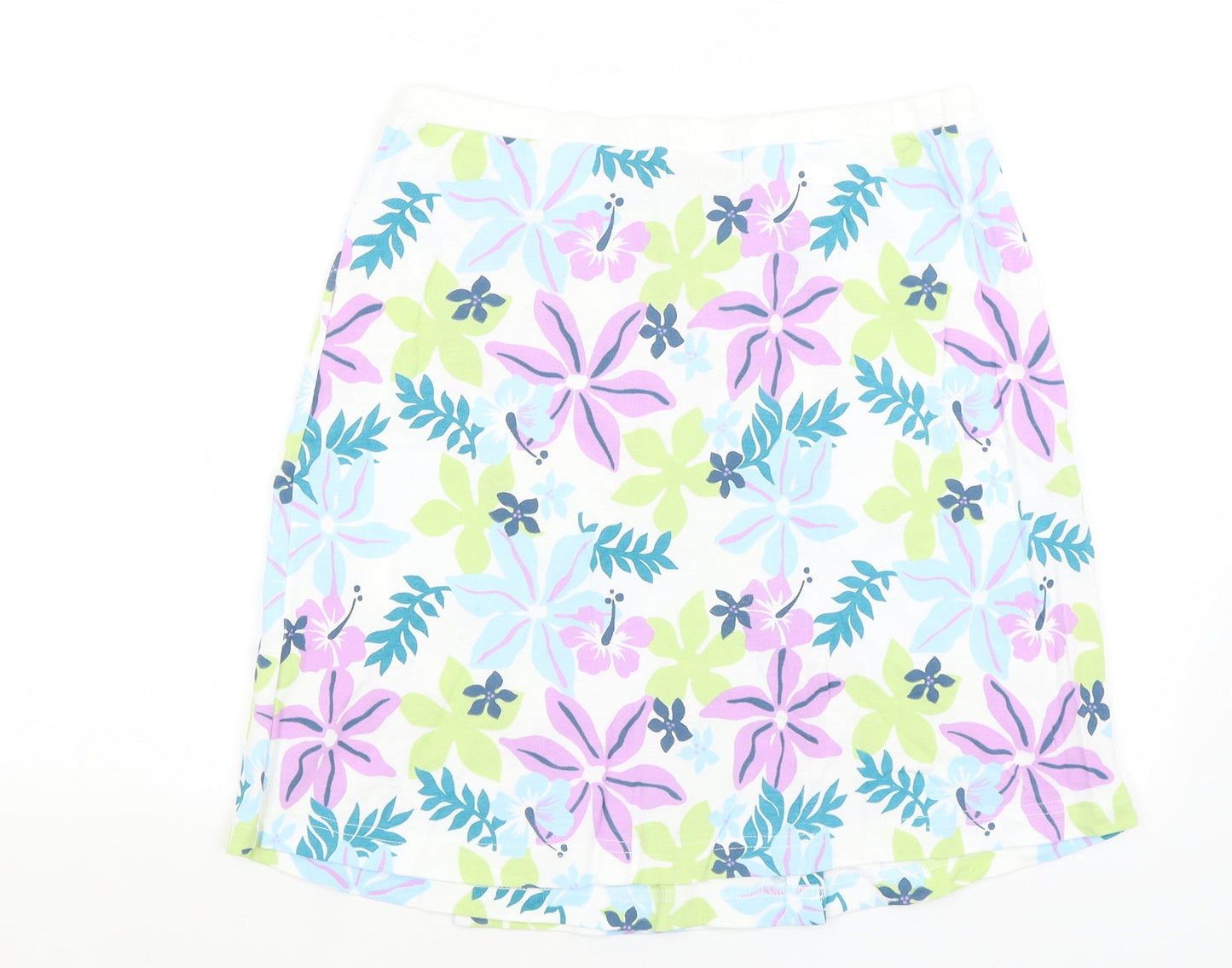 La vie Womens White Floral  A-Line Skirt Size 14
