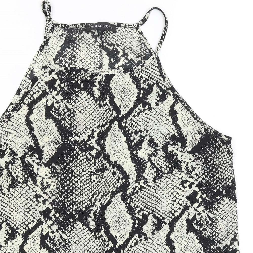 Cameo Rose Womens Black Animal Print  Basic Tank Size 14