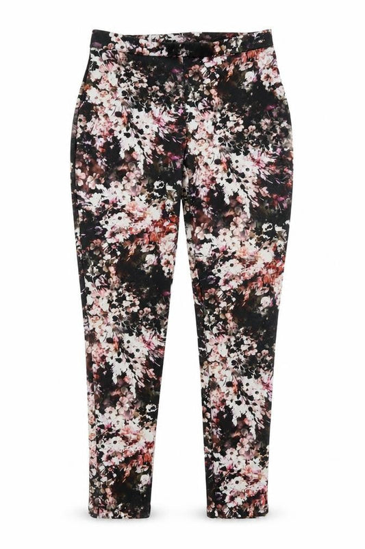 Warehouse Womens Black Floral  Capri Trousers Size 8 L27 in
