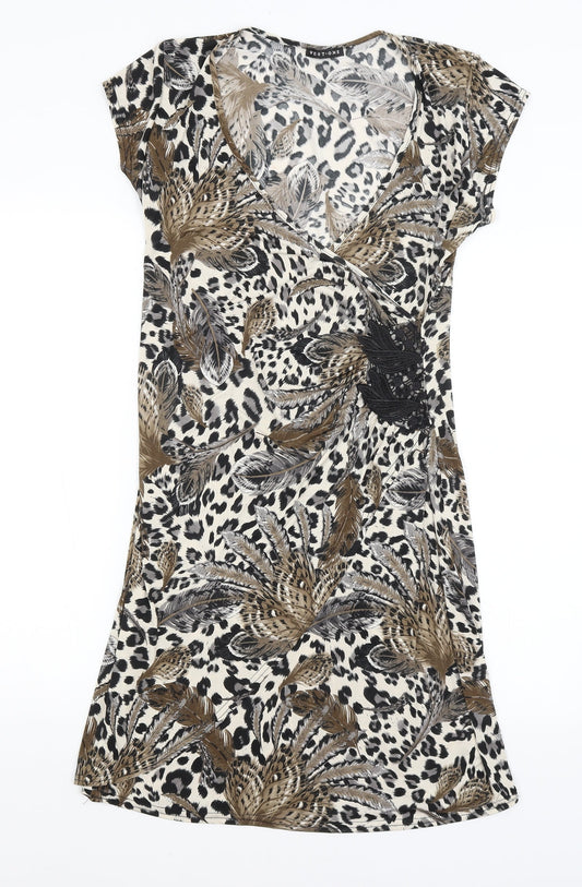 West One Womens Brown Animal Print  T-Shirt Dress  Size S