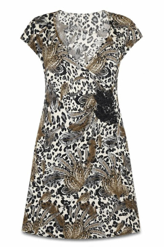West One Womens Brown Animal Print  T-Shirt Dress  Size S