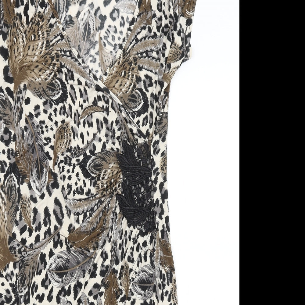 West One Womens Brown Animal Print  T-Shirt Dress  Size S