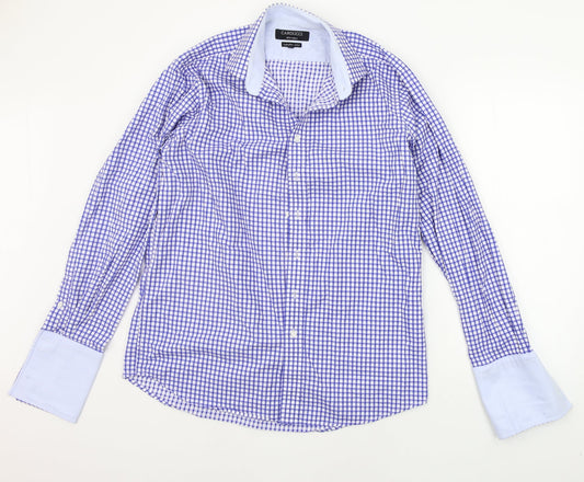 Carducci Mens Blue Geometric   Button-Up Size 16.5