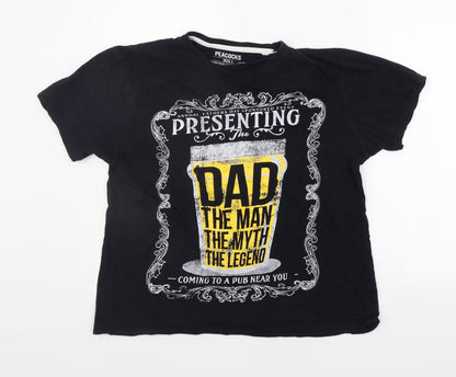 Preloved Peacocks Womens Black   Basic T-Shirt Size L  - DADS THE MAN - Front