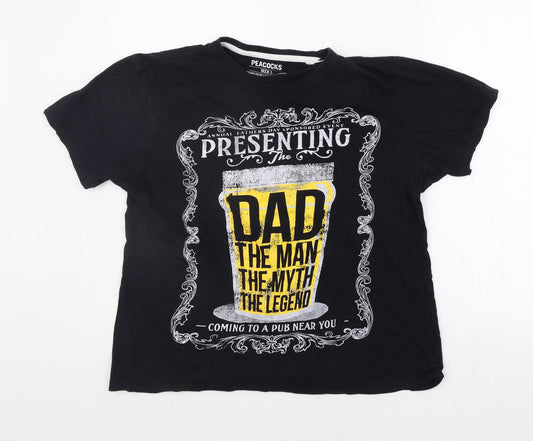 Peacocks Womens Black   Basic T-Shirt Size L  - DADS THE MAN