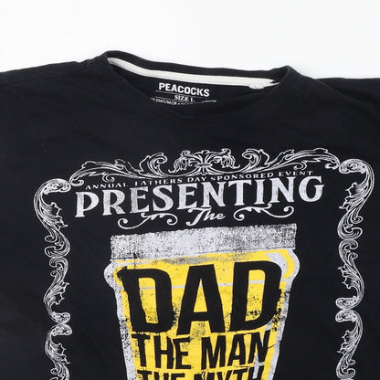 Preloved Peacocks Womens Black   Basic T-Shirt Size L  - DADS THE MAN - Detail