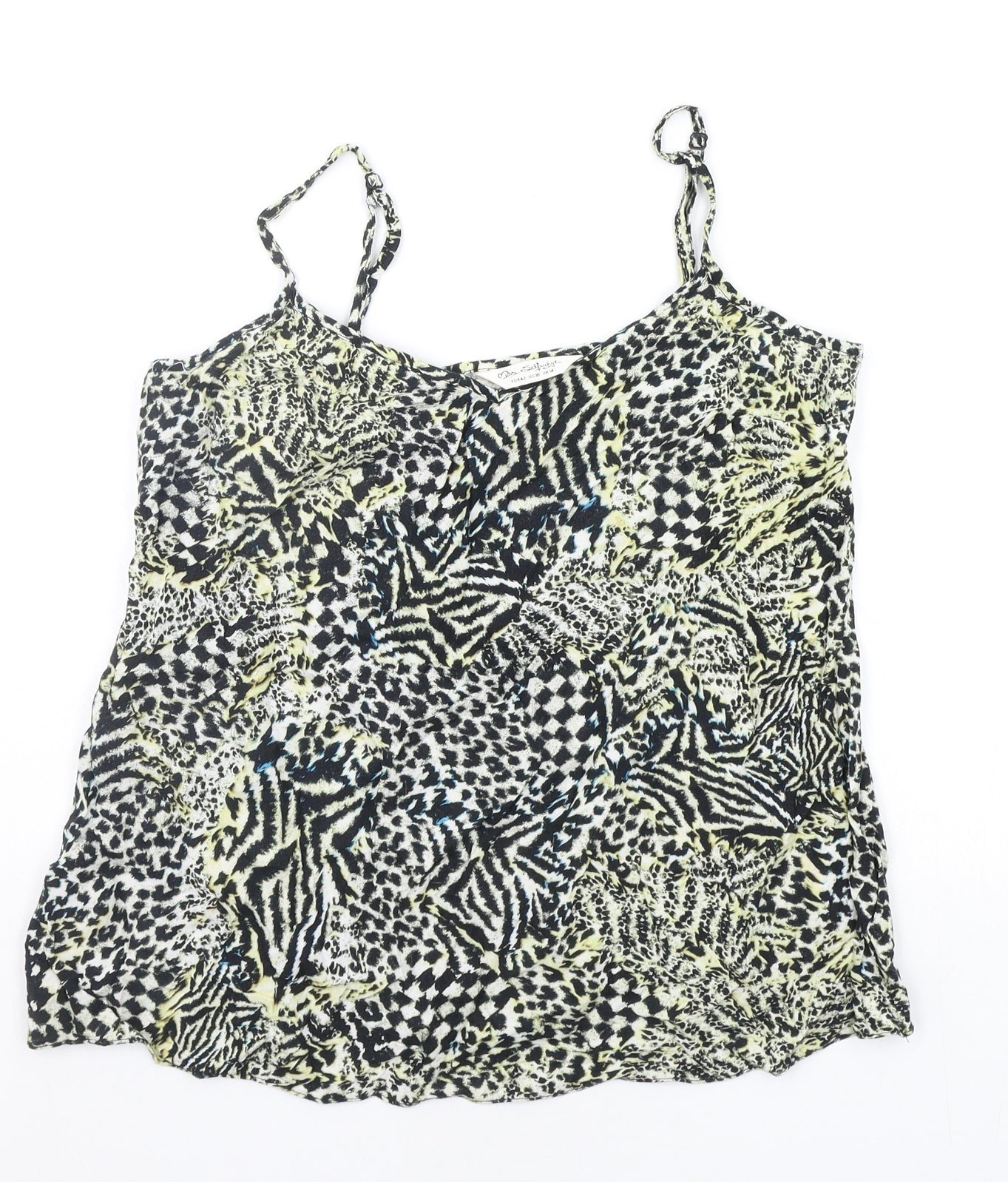 Miss Selfridge Womens Beige Geometric  Basic Tank Size 14