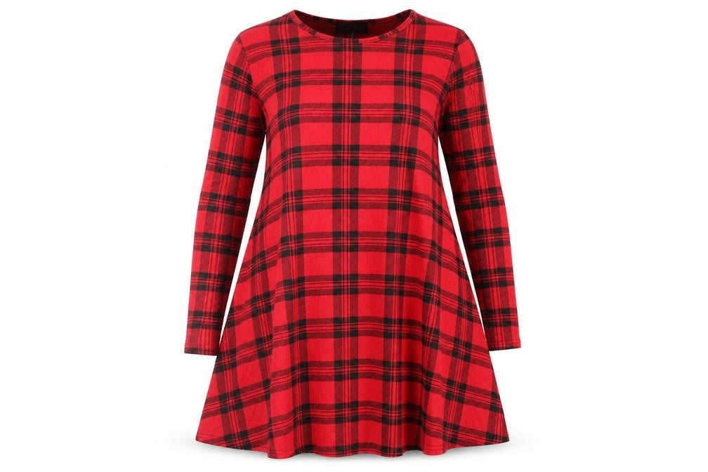 candy brush Womens Red Check  A-Line  Size M