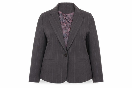 lime Womens Purple Striped  Jacket Suit Jacket Size 18