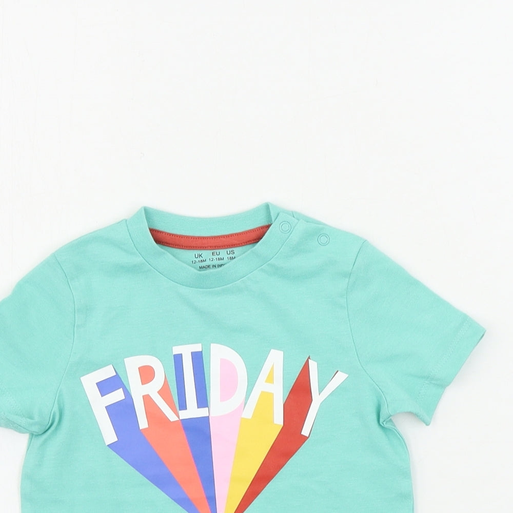 F&F  Boys Green   Basic T-Shirt Size 12-18 Months