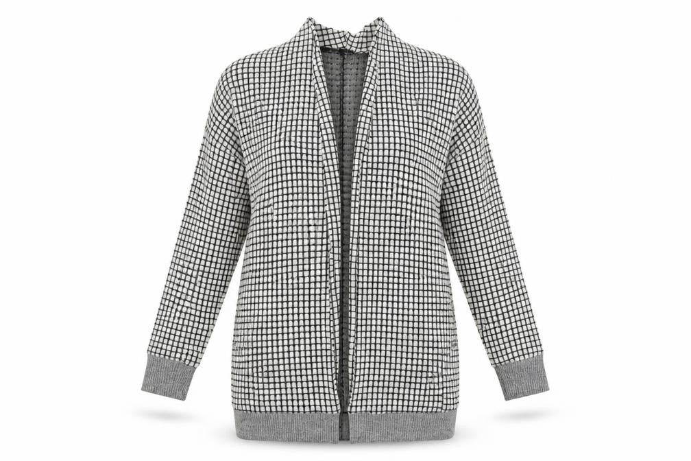Preworn  Womens Grey Check  Cardigan Jumper Size L