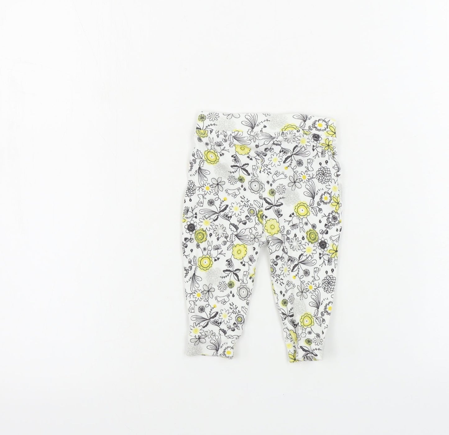 Nutmeg  Girls White Floral  Jogger Leggings Size 3-6 Months