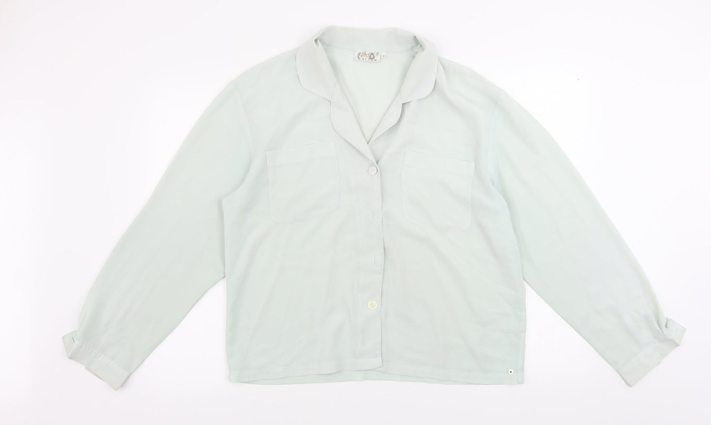 halton  Womens Green   Basic Button-Up Size 14