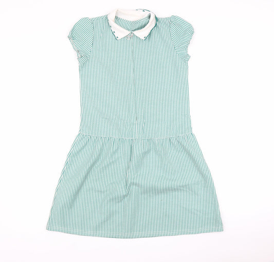 Matalan Girls Green Check  Shirt Dress  Size 10 Years