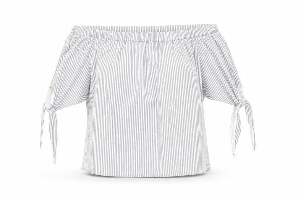 Boohoo Womens Grey Striped  Basic Blouse Size L
