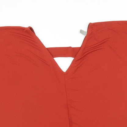 Close-up detail of ASOS women’s red basic blouse, size UK 8